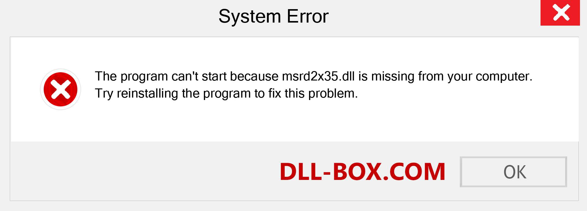  msrd2x35.dll file is missing?. Download for Windows 7, 8, 10 - Fix  msrd2x35 dll Missing Error on Windows, photos, images