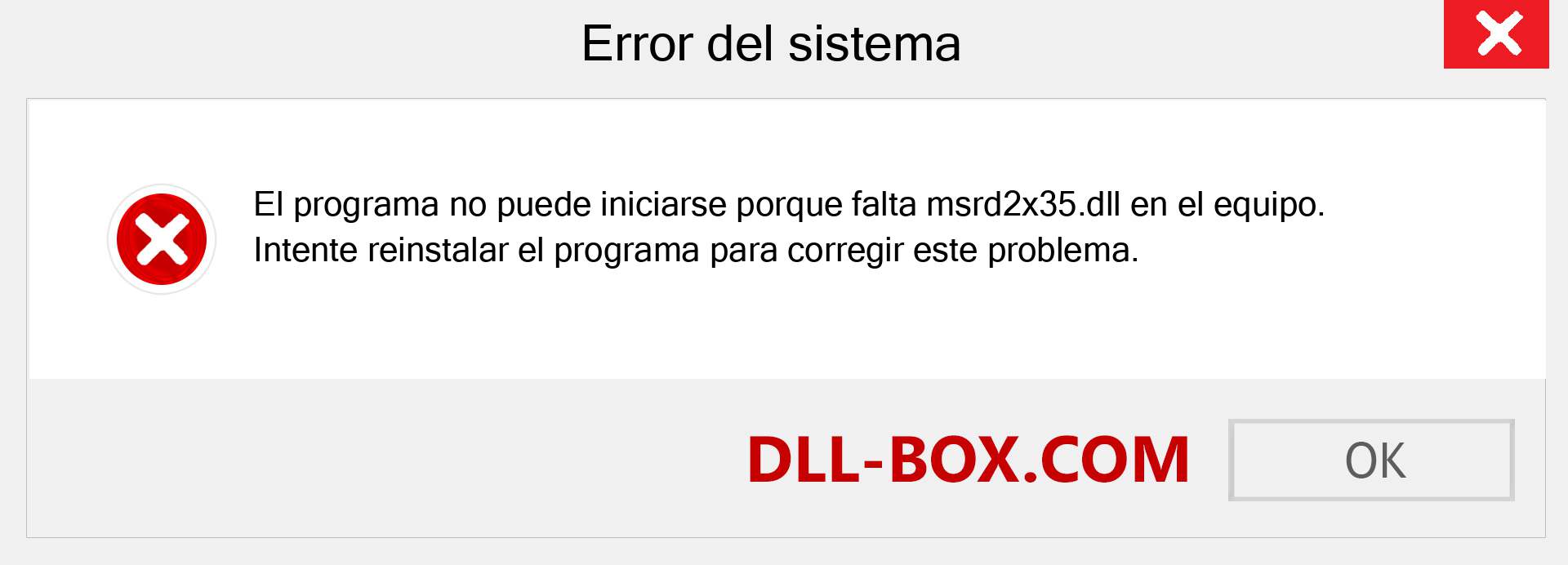 ¿Falta el archivo msrd2x35.dll ?. Descargar para Windows 7, 8, 10 - Corregir msrd2x35 dll Missing Error en Windows, fotos, imágenes