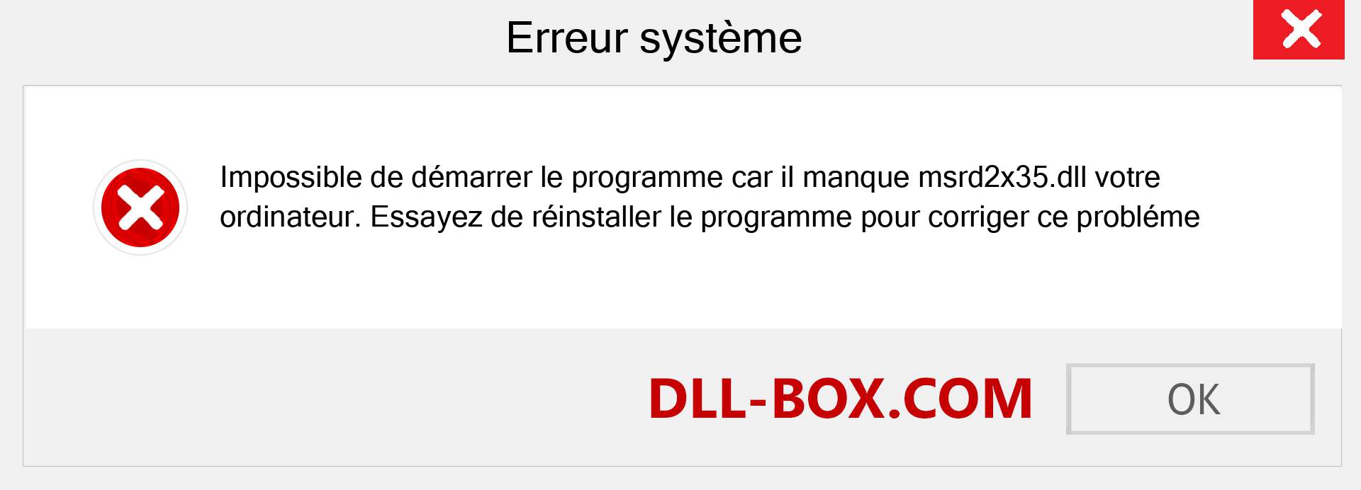 Le fichier msrd2x35.dll est manquant ?. Télécharger pour Windows 7, 8, 10 - Correction de l'erreur manquante msrd2x35 dll sur Windows, photos, images